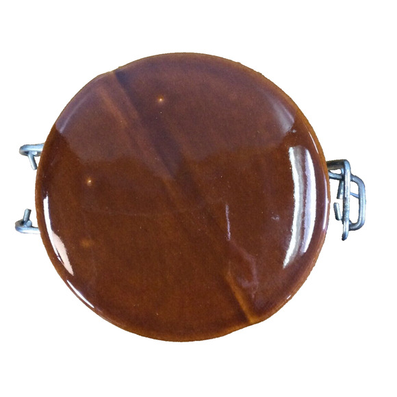 Handcrafted Ceramic Food Storage Jar w/ Flip Top Lid Brown Canister 6" Kitchen - Picture 5 of 9